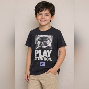 Nike Kids Black 'Play Attention' Graphic Tee